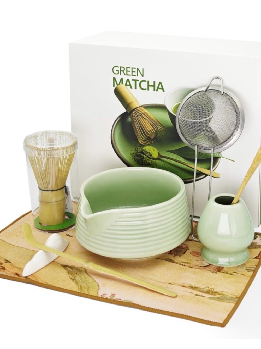 Paul Green Pale Green Matcha Tea Set with Whisk and Tools